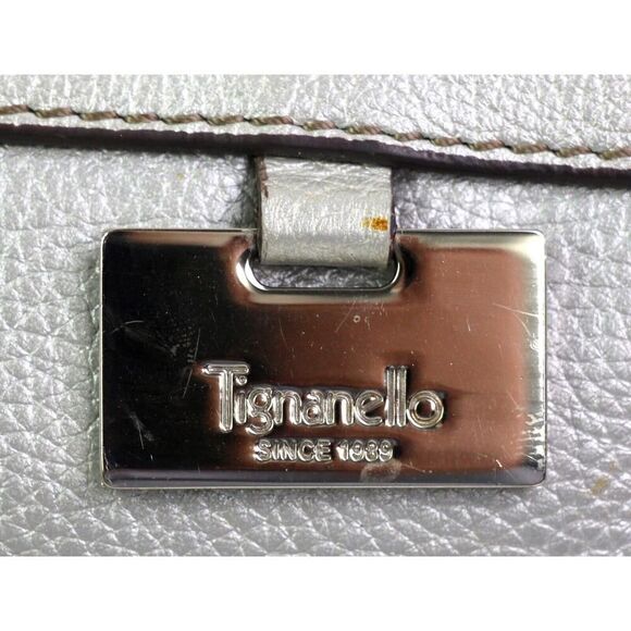 Tignanello SILVER GENUINE LEATHER ORGANIZER X-BODY SHOULDER BAG HANDBAG PURSE - Picture 3 of 16